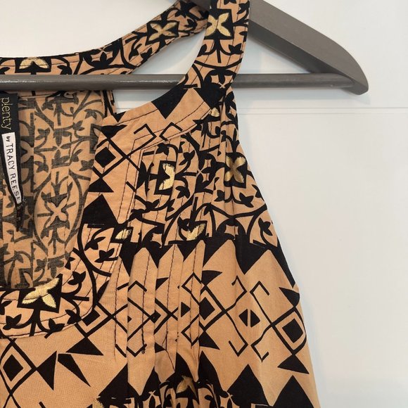 Anthropologie Plenty by Tracy Reese tank blouse beige black pattern small  EUC - Picture 5 of 8